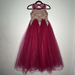 Elegant Burgundy Kids Dress